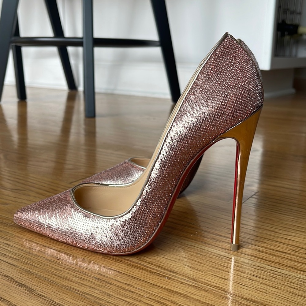 Christian Louboutin blush colour, sequined pumps, size 38